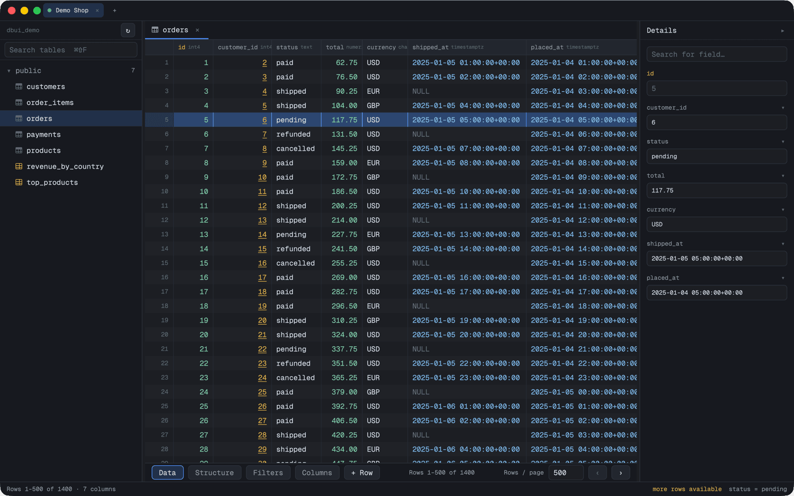 dbui database editor